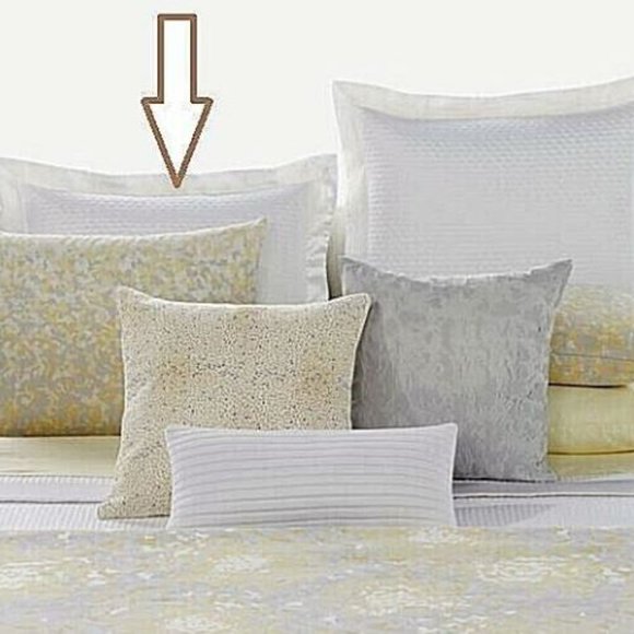 Two HUGO BOSS Luxury Ovals Pearl White Cotton Silk Border STANDARD Sham Set 2pc - Picture 2 of 10